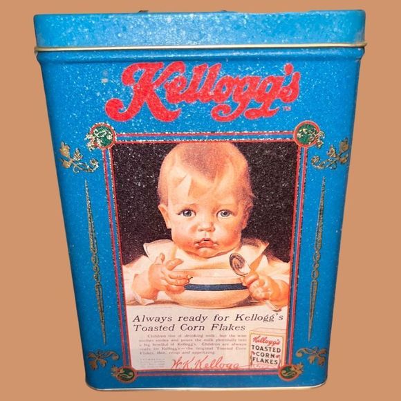 Vintage 1987 KELLOGG’S CORN FLAKES CEREAL TIN - Picture 1 of 5